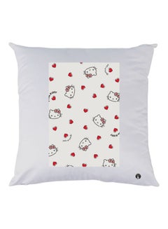 Buy Kitty Printed Decorative Throw Pillow White/Red/Black 30x30cm in UAE