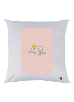 Buy Elephant Printed Decorative Throw Pillow White/Pink/Yellow 30x30cm in UAE