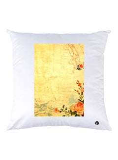 Buy Floral Printed Throw Pillow White/Yellow/Pink 30x30cm in UAE