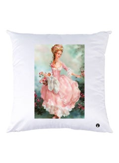 Buy Girl Printed Throw Pillow White/Pink/Blue 30x30cm in UAE