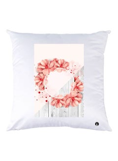 Buy Floral Printed Throw Pillow White/Pink/Grey 30x30cm in UAE