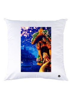 Buy Cartoon Printed Throw Pillow White/Blue/Orange 30x30cm in UAE