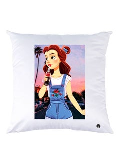 Buy Girl Printed Throw Pillow White/Brown/Beige 30x30cm in UAE