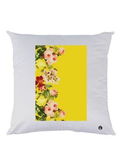 Buy Flowers Printed Throw Pillow White/Yellow/Pink 30x30cm in UAE