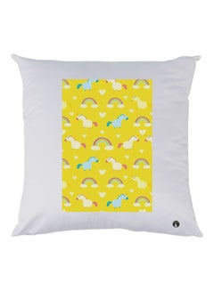 Buy Cartoon Printed Pillow White/Yellow/Blue 30x30cm in UAE