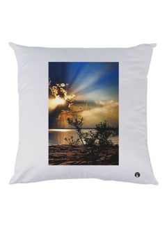 Buy Scenery Printed Pillow White/Blue/Yellow 30x30cm in UAE