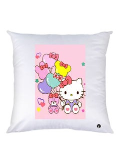 Buy Hello Kitty Printed Throw Pillow White/Pink/Green 30x30cm in UAE