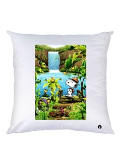 Buy Cartoon Printed Throw Pillow White/Blue/Green 30x30cm in UAE