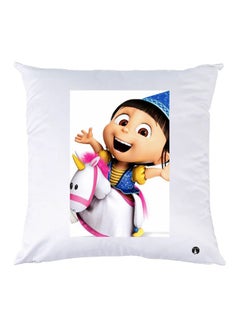 Buy Cartoon Printed Throw Pillow White/Beige/Pink 30x30cm in UAE