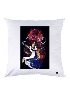 Buy Girl Printed Throw Pillow White/Blue/Brown 30x30cm in UAE