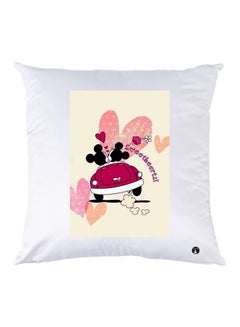 Buy Couple Printed Throw Pillow polyester White/Red/Black 30x30cm in UAE