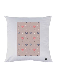 Buy Heart Printed Throw Pillow Polyester White/Beige/Blue in Egypt