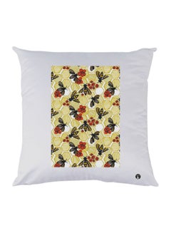 Buy Florals Printed Throw Pillow polyester White/Green/Black 30x30cm in Egypt