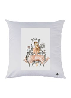 Buy Printed Decorative Throw Pillow White/Pink/Grey 30x30cm in UAE