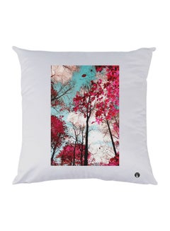 Buy Nature Printed Decorative Throw Pillow White/Pink/Blue 30x30cm in UAE