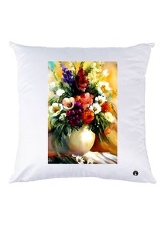 Buy Floral Printed Decorative Throw Pillow White/Purple/Red in UAE