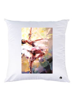 Buy Girl Printed Throw Pillow White/Pink/Yellow 40x40cm in UAE