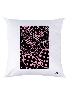 Buy Cat Printed Throw Pillow White/Pink/Black 30x30cm in UAE