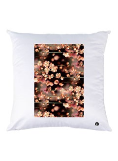 Buy Floral Printed Throw Pillow White/Black/Pink 30x30cm in UAE