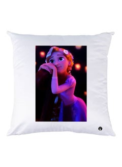 Buy Girl Printed Throw Pillow White/Pink/Black 30x30cm in UAE