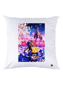 Buy Beauty And The Beast Printed Throw Pillow White/Blue/Purple 30x30cm in UAE