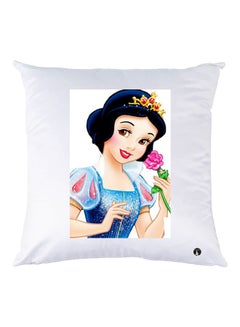 Buy Snow White Printed Throw Pillow White/Blue/Beige 30x30cm in UAE