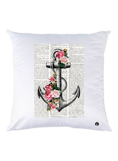 Buy Anchor Printed Throw Pillow White/Grey/Pink 30x30cm in UAE