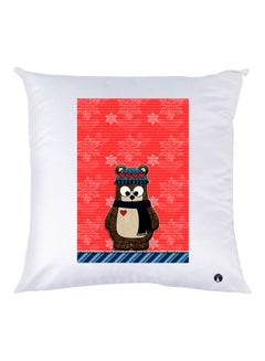 Buy Cartoon Printed Throw Pillow White/Red/Brown 30x30cm in UAE