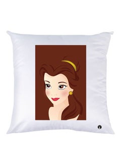 Buy Girl Printed Throw Pillow White/Brown/Beige in UAE