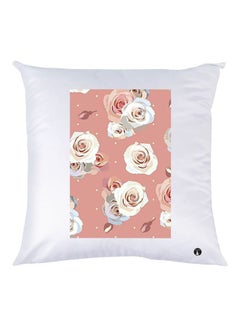 Buy Flower Printed Decorative Throw Pillow White/Pink/Grey 30x30cm in UAE