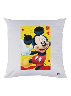 Buy Mickey Mouse Printed Decorative Throw Pillow White/Yellow/Black 30x30cm in UAE