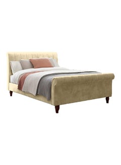 Buy Upholstered Bed Frame Light Beige 200x120x100centimeter in Saudi Arabia