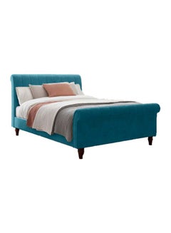 Buy Wooden Upholstered Bed Frame Turquoise 200x120x120cm in Saudi Arabia