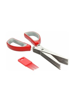 اشتري Kitchen Herb Scissor With Blade Comb Red/Grey في مصر