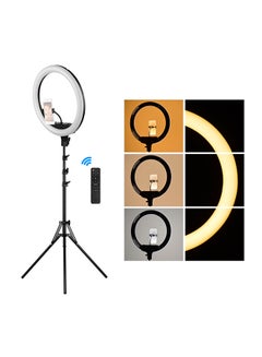 Buy 3000.0 mAh 18-Inch LED Ring Light Fill-In Lamp 48W Dimmable Brightness Adjustable 2700K-5500K Color Temperature Lighting With Tripod Cell Phone Holders For Photography Black in Saudi Arabia