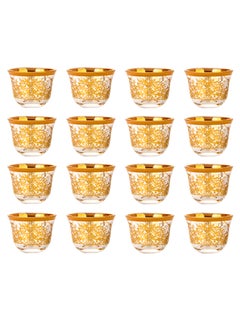 Buy Soleter 28-033 DELUXE 12PCS GLASS CAWA CUPS SET GOLD COLOUR Clear/Gold 80ml in Saudi Arabia