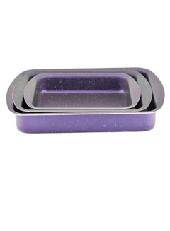 Buy 3-Piece Rectangular Shape Baking Tray Set Purple 28cm in UAE