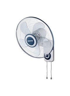 Buy 16-Inch Wall Fan - 3 Speed Settings With 2 Pull String Cords/5 Leaf Blades/ Perfect for Home, Work Room Or Office Use GF9483 White/Blue in Saudi Arabia