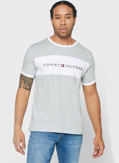 Buy Logo Printed Short Sleeves T-Shirt Grey/White in UAE