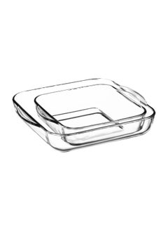 Buy 2-Piece Glass Ovenwares Clear Large Pan 1x3.2, Small Pan 1x2Liters in UAE