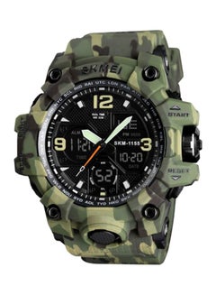 Buy Men's Water Resistant Analog & Digital Watch 3858 - 55 mm - Green Camouflage in UAE