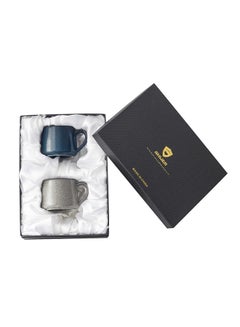 Buy 2-Piece Ceramic Necked Mug Blue 11.6x9.3x7.4cm in Saudi Arabia