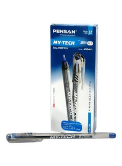 اشتري مجموعة من 12 قلم حبر جاف كروي الرأس ماي تك شفاف/أزرق في مصر