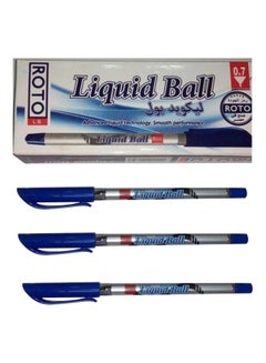 Buy 12-Piece Liquid Ball Ballpoint Pen Set Blue in Egypt