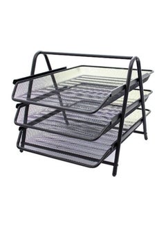 Buy 3-Tier A4 Size Letter And File Storage Tray Black in UAE