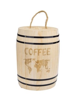 Buy Airtight Wooden Coffee Bean Container Beige 6.9 x 4.5inch in Saudi Arabia