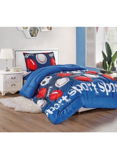 Buy 3-Piece Comforter Set Polyester Blue/White/Red Comforter 160x210 cm, Bed Skirt 120x200 cm, Pillowcase 50x80 cm in Saudi Arabia