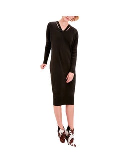 Buy Sweater Long Sleeves Dress Black in Saudi Arabia