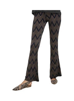 Buy Zig Zag Flared Pants Brown in Saudi Arabia