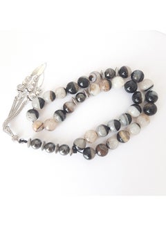 Buy Gift Tasbih Natural Alaska genuine agate stones for men 12mm healing power stones Prayer Beads Rosary in UAE